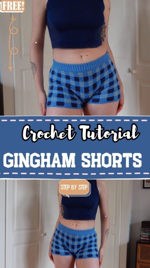 Crochet Gingham Shorts Pattern with Two Tone Design