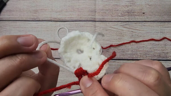 crochet granny heart bag red yarn color change