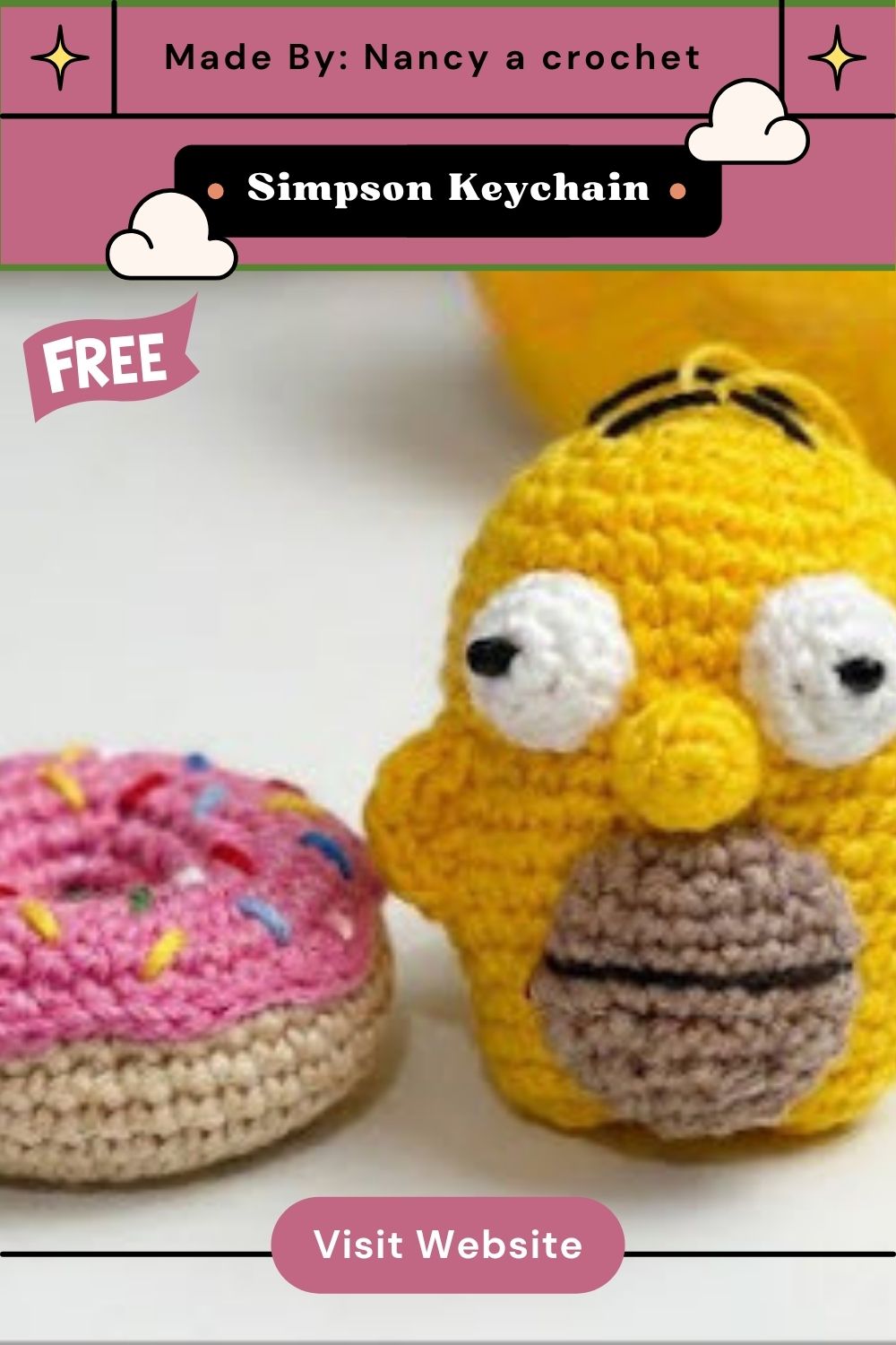 Crochet Homer Simpson Keychain Amigurumi Pattern Toy