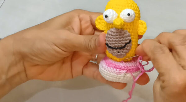 Crochet Homer Simpson Keychain Amigurumi Pattern Toy