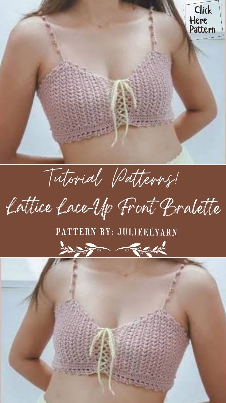 Crochet Lattice Lace-Up Front Bralette Pattern for Summer