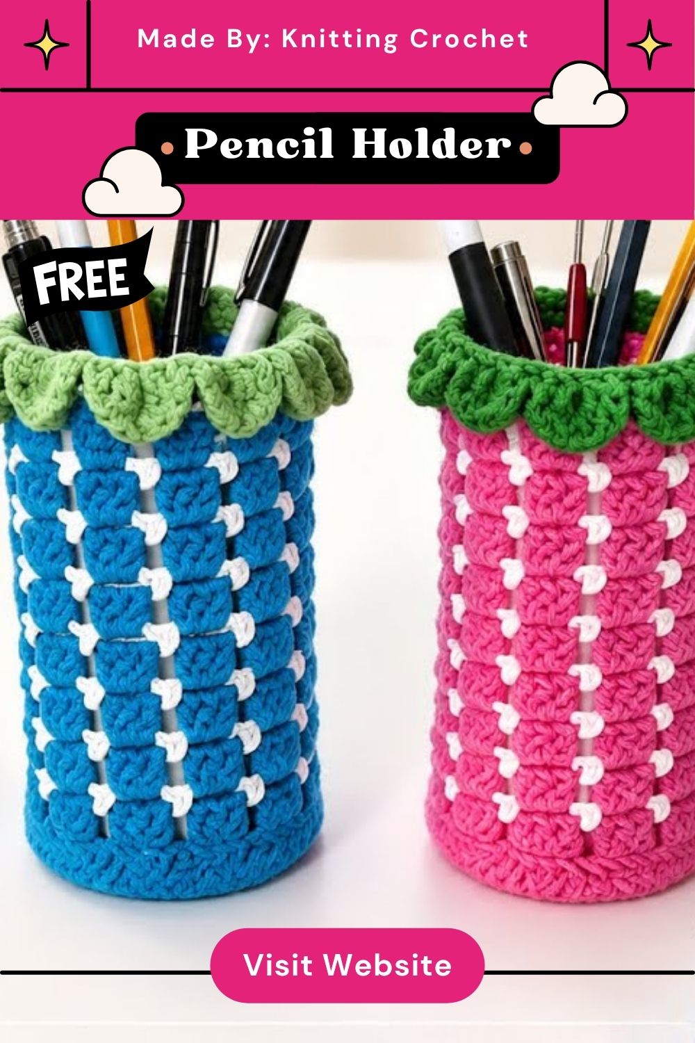 Crochet Pencil Holder Pattern for Home Office