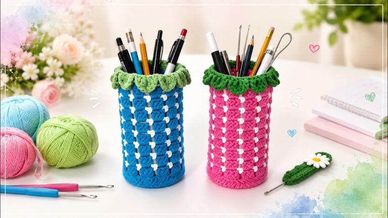 Crochet Pencil Holder Pattern for Home Office