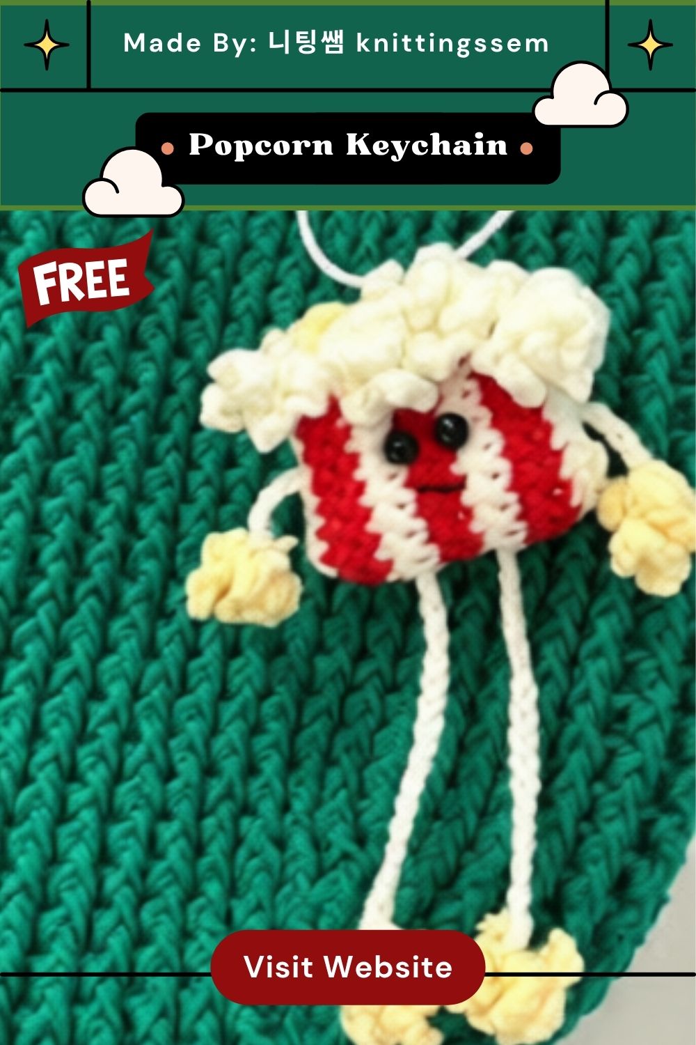 Crochet Popcorn Keychain Amigurumi Pattern with Basic Stitches