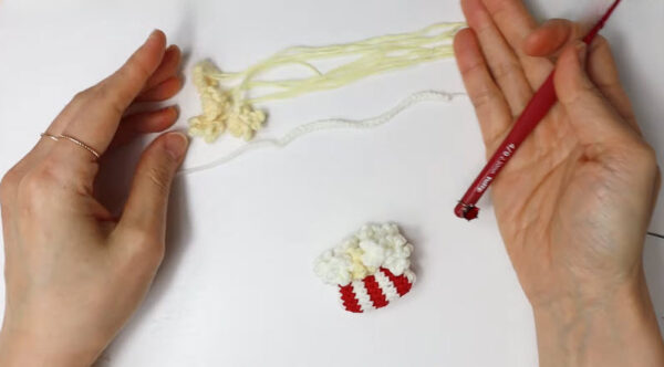 Crochet Popcorn Keychain Amigurumi Pattern with Basic Stitches