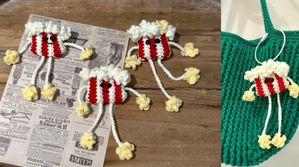 Crochet Popcorn Keychain Amigurumi Pattern with Basic Stitches