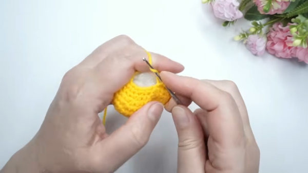 Crochet Sunshine Keychain Amigurumi Pattern with Smiling Face