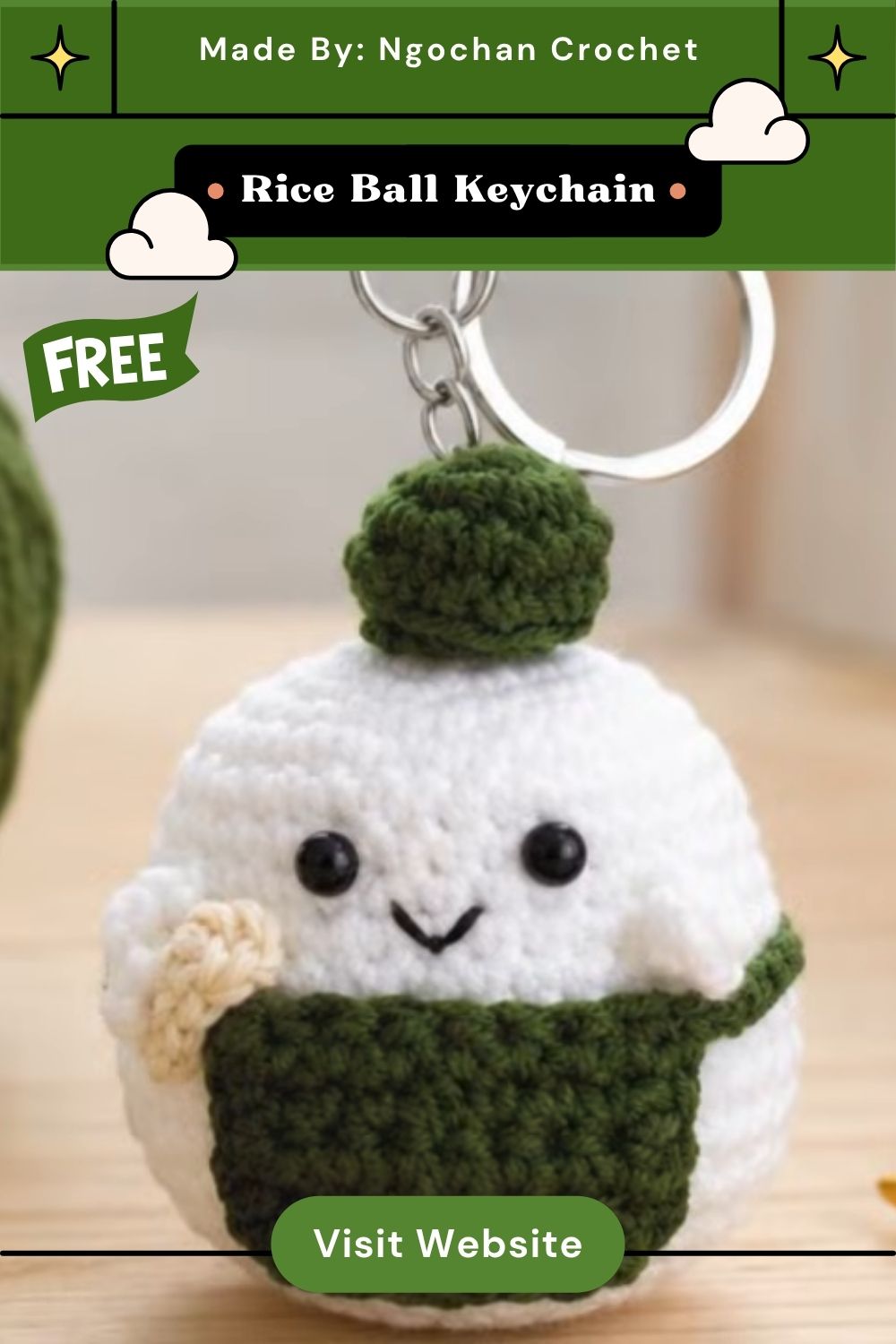 Cute Crochet Rice Ball Keychain Amigurumi Pattern