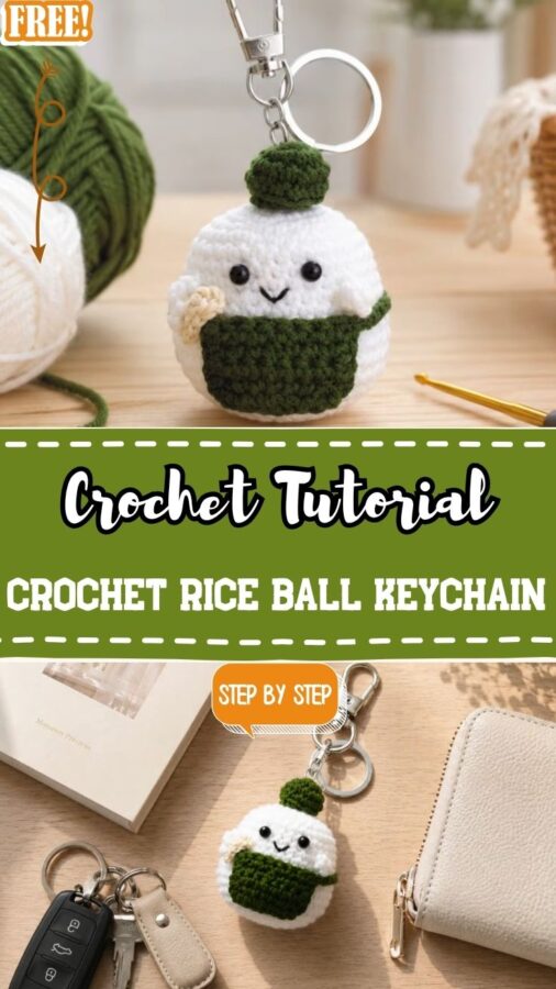 Cute Crochet Rice Ball Keychain Amigurumi Pattern