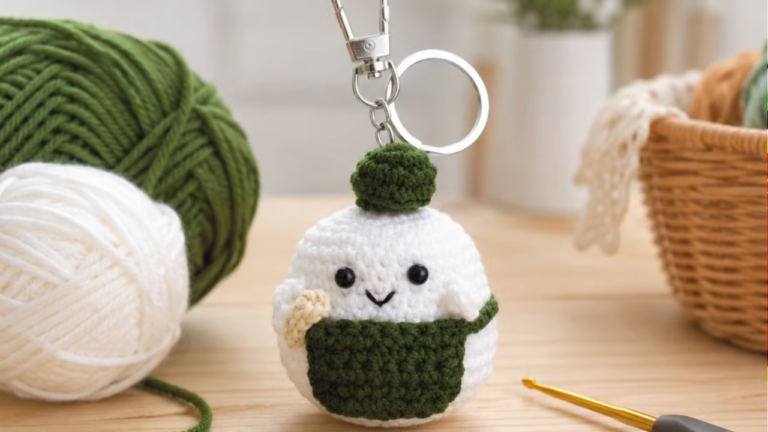 Cute Crochet Rice Ball Keychain Amigurumi Pattern