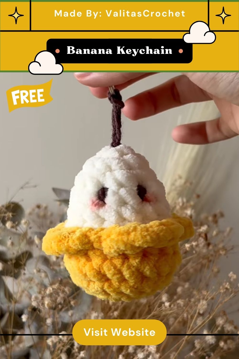 Free Crochet Banana Keychain Amigurumi Pattern