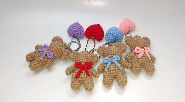 Free Crochet Bear Keychain Amigurumi Pattern for Beginners