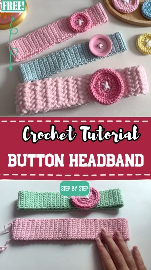  Free Crochet Button Headband Pattern for Starters