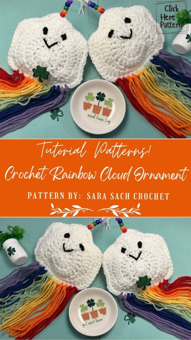 Free Crochet Rainbow Cloud Ornament Pattern for Cozy Décor