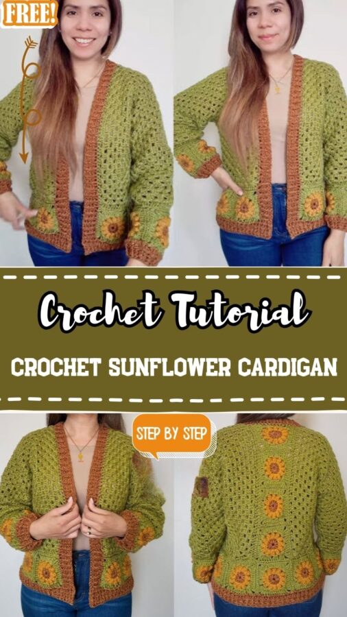 Free Crochet Sunflower Cardigan Pattern for Spring