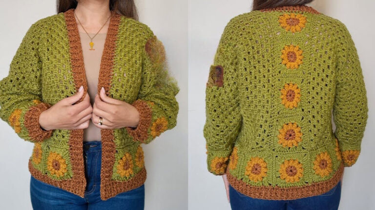 Free Crochet Sunflower Cardigan Pattern for Spring