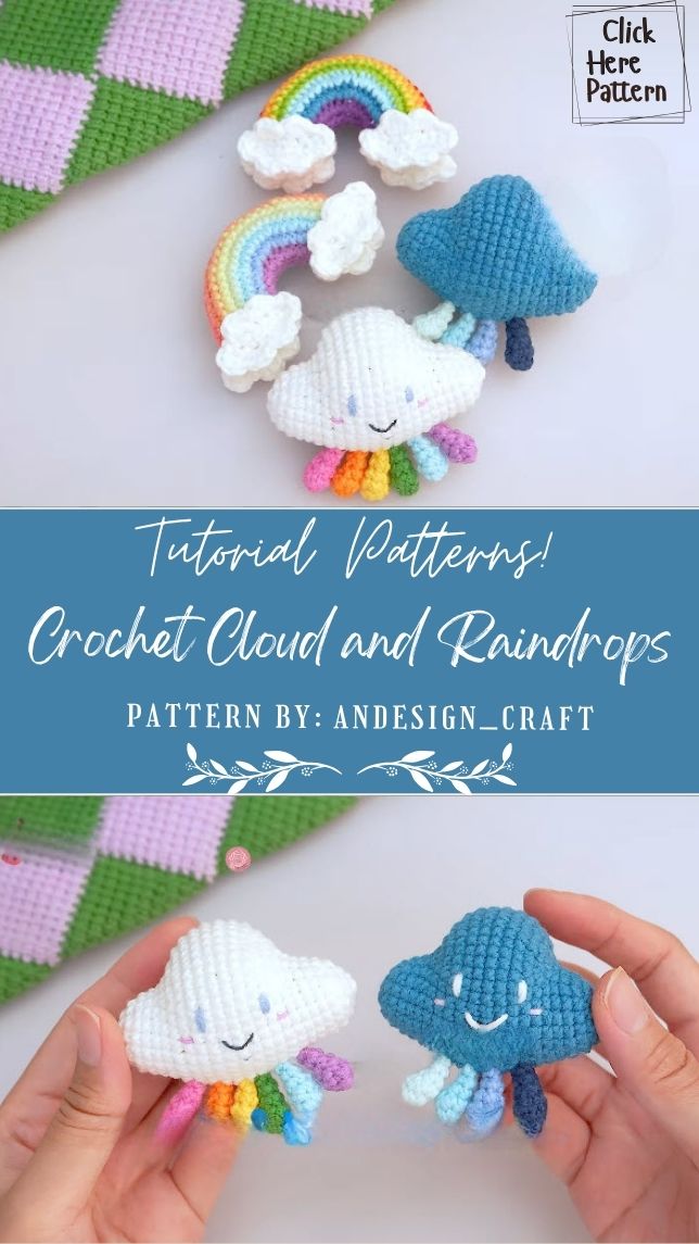 Simple Crochet Cloud and Raindrops Pattern to Try Today