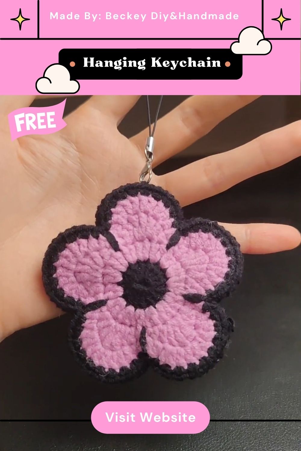Stylish Crochet Flower Hanging Keychain Pendant Pattern