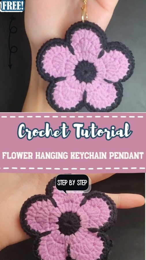 Stylish Crochet Flower Hanging Keychain Pendant Pattern