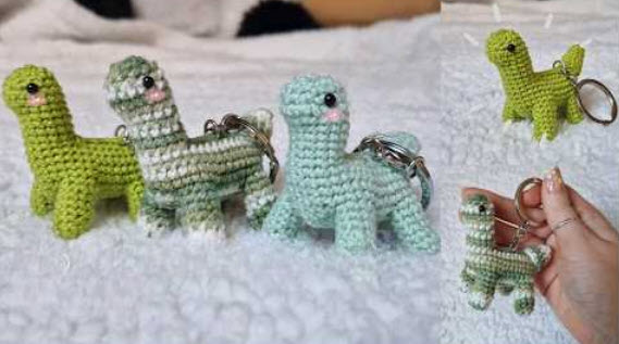 Adorable Crochet Dino Keychain Amigurumi Pattern for Beginners (2)