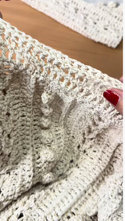 Bobble and lace pattern on crochet Cala blouse