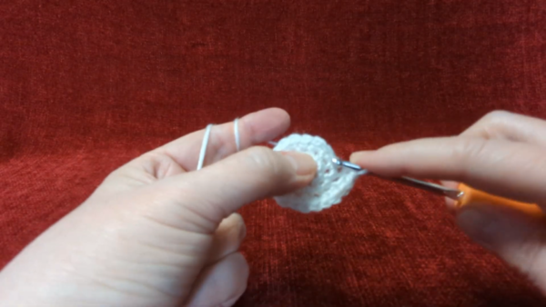 Close-up of neat crochet base stitches