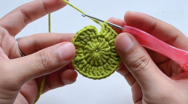Completed circle base for crochet bag