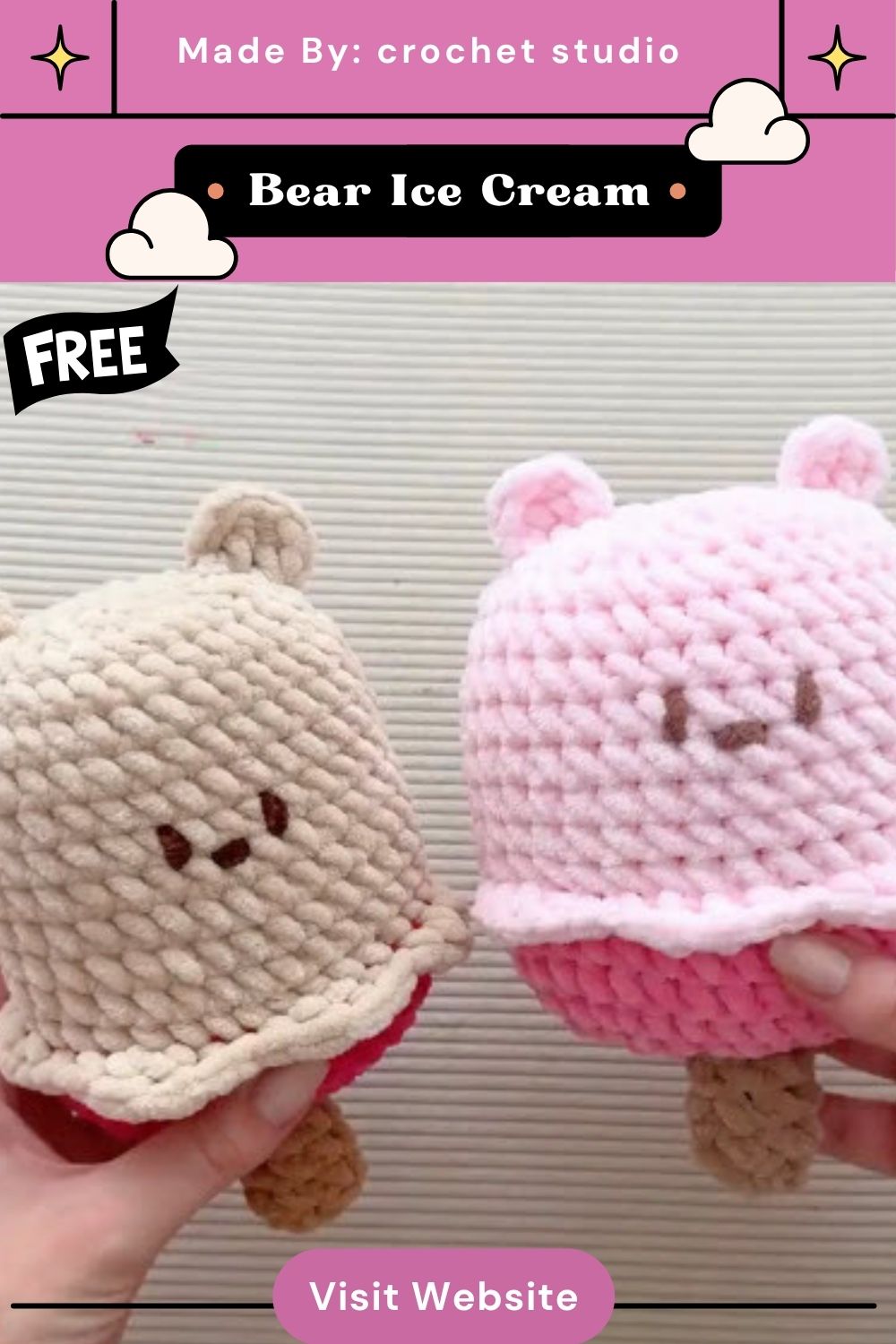 Crochet Bear Ice Cream Amigurumi Pattern for Nursery Décor