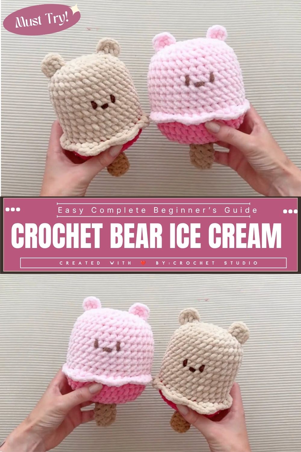 Crochet Bear Ice Cream Amigurumi Pattern for Nursery Décor