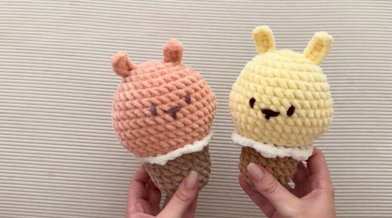 Crochet Bunny ice cream cone Amigurumi Pattern