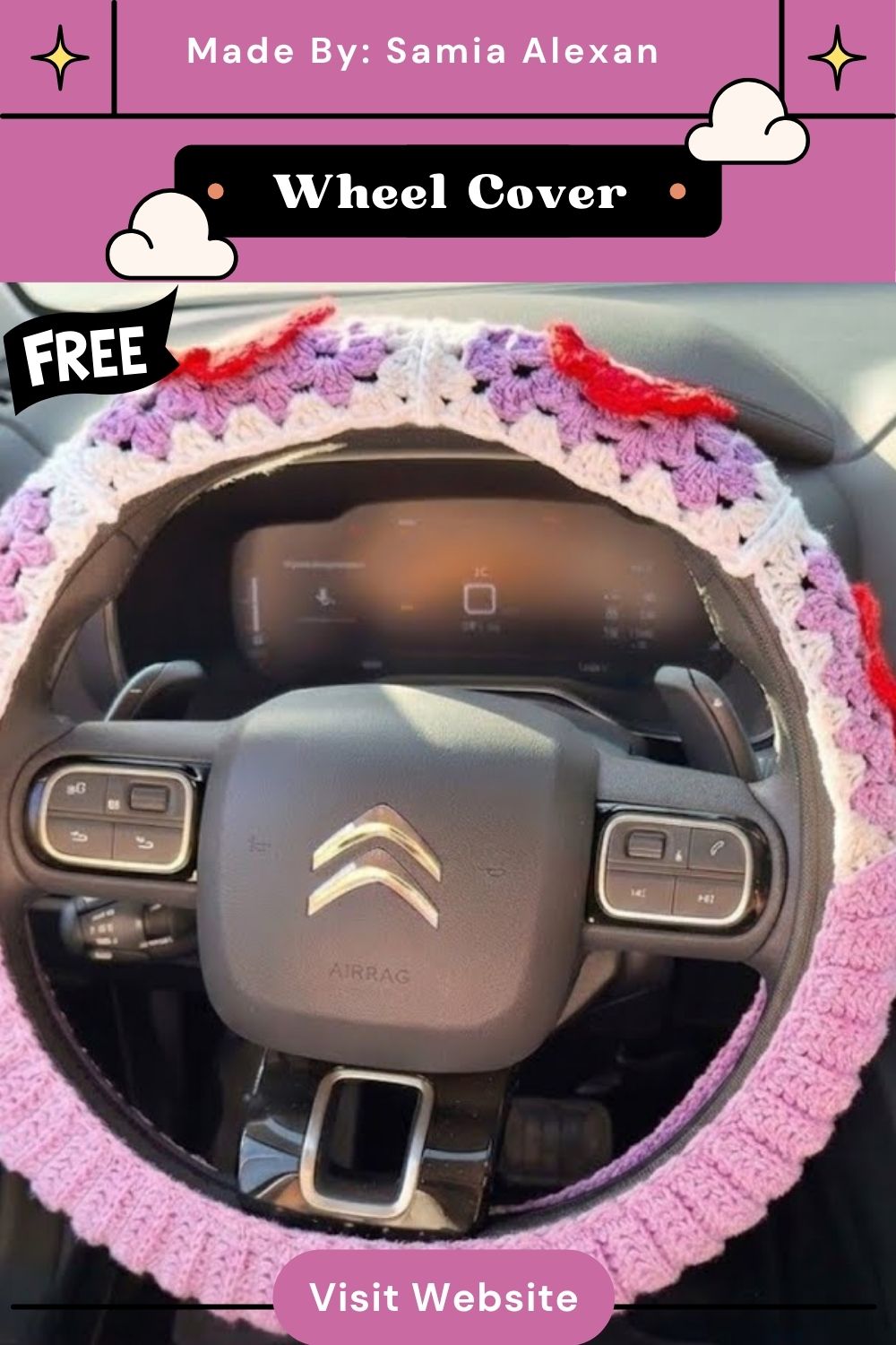 Crochet Steering Wheel Cover Pattern for casual days
