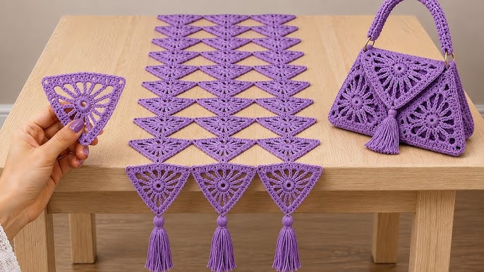Crochet Table Runner And Bag Coaster Pattern Home Decor (2)