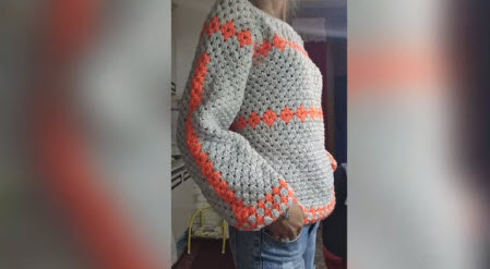 Crochet Top-Down Granny Mosaic Pattern For Chic Layering (2)