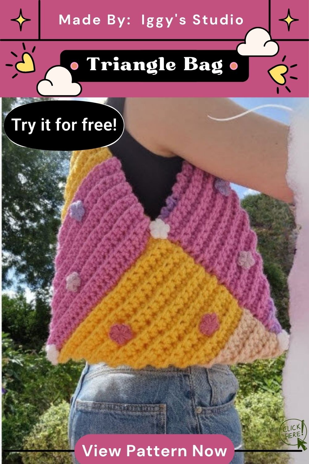 Easy Crochet Chunky Triangle Bag Pattern