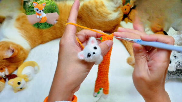 Finished Style 1 fox ring and bracelet on wrist.