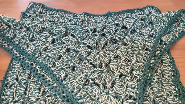Finished panel of nature poncho sweater