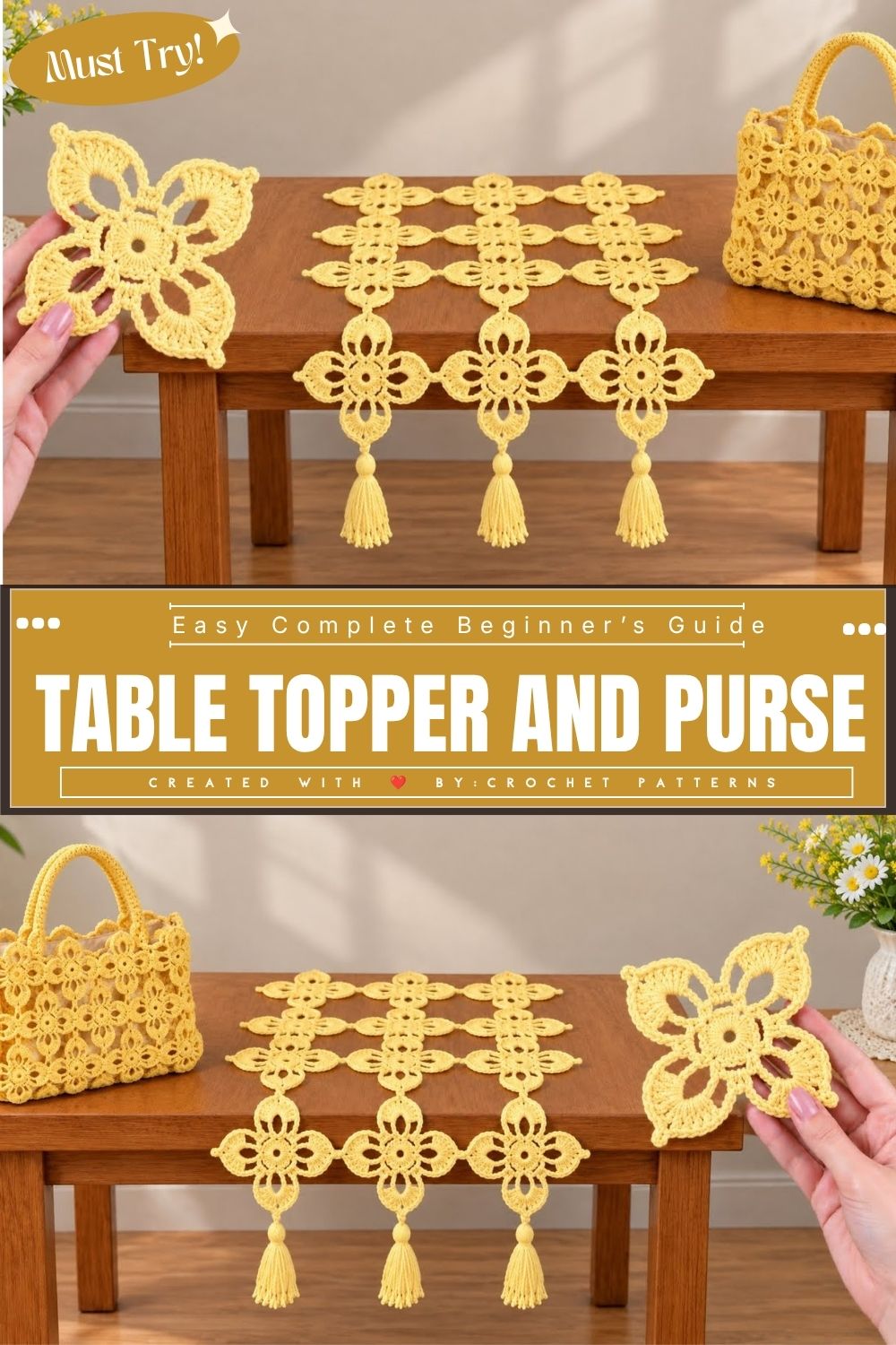 Free Crochet Table Topper and Purse Duo Pattern