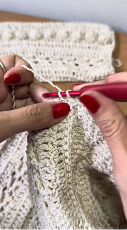 Joining edge seam on crochet Cala blouse