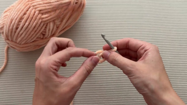 Magic ring start for bunny ice cream crochet