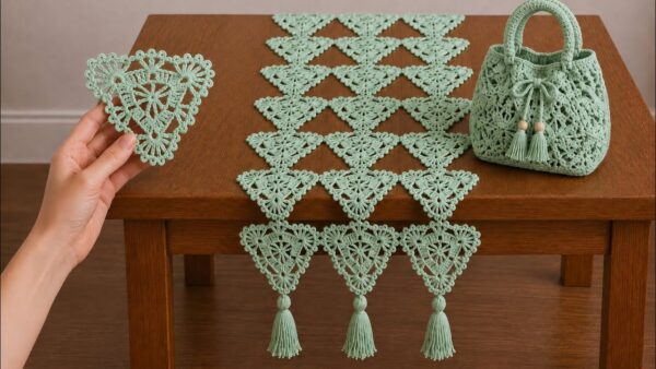Make This Crochet Desk Runner, HandBag & Coaster Pattern