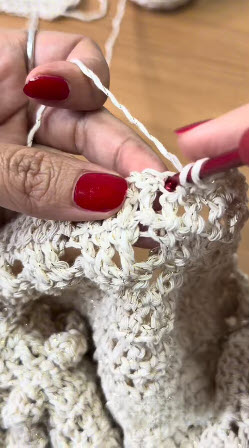 Mesh trim row worked on crochet Cala blouse