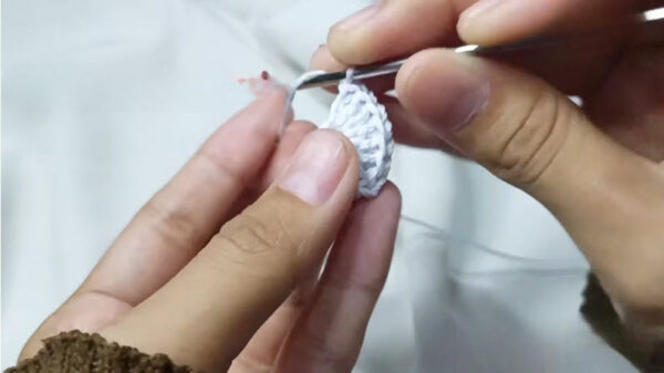 Round 1 double crochet worked into a magic ring for the koala limb.