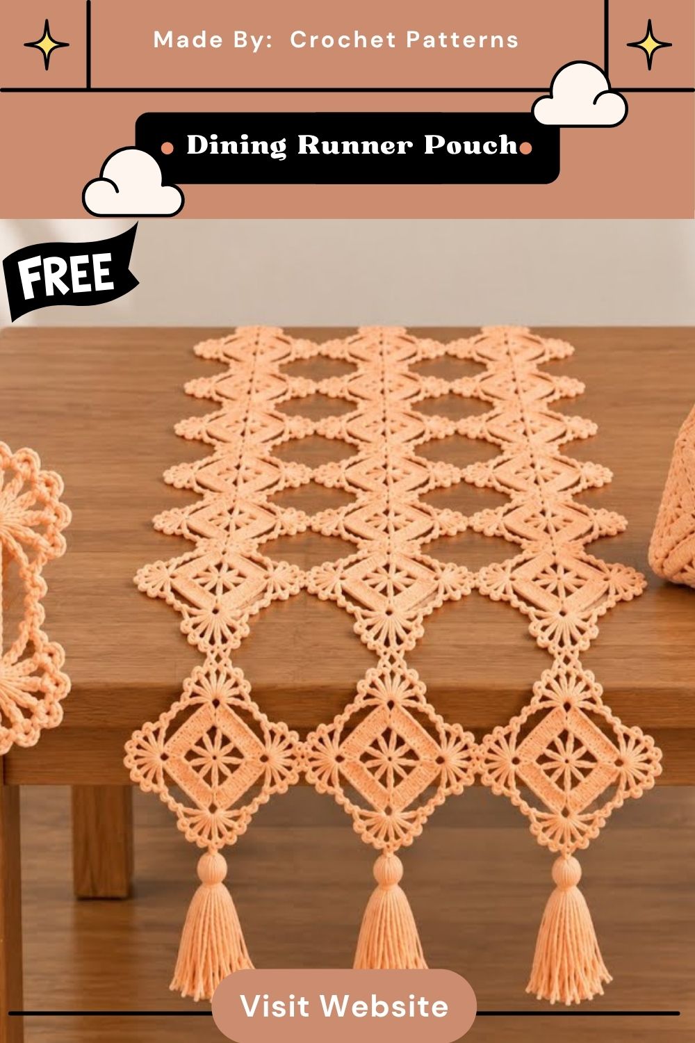 Simple Crochet Dining Runner Pouch & Coaster Pattern