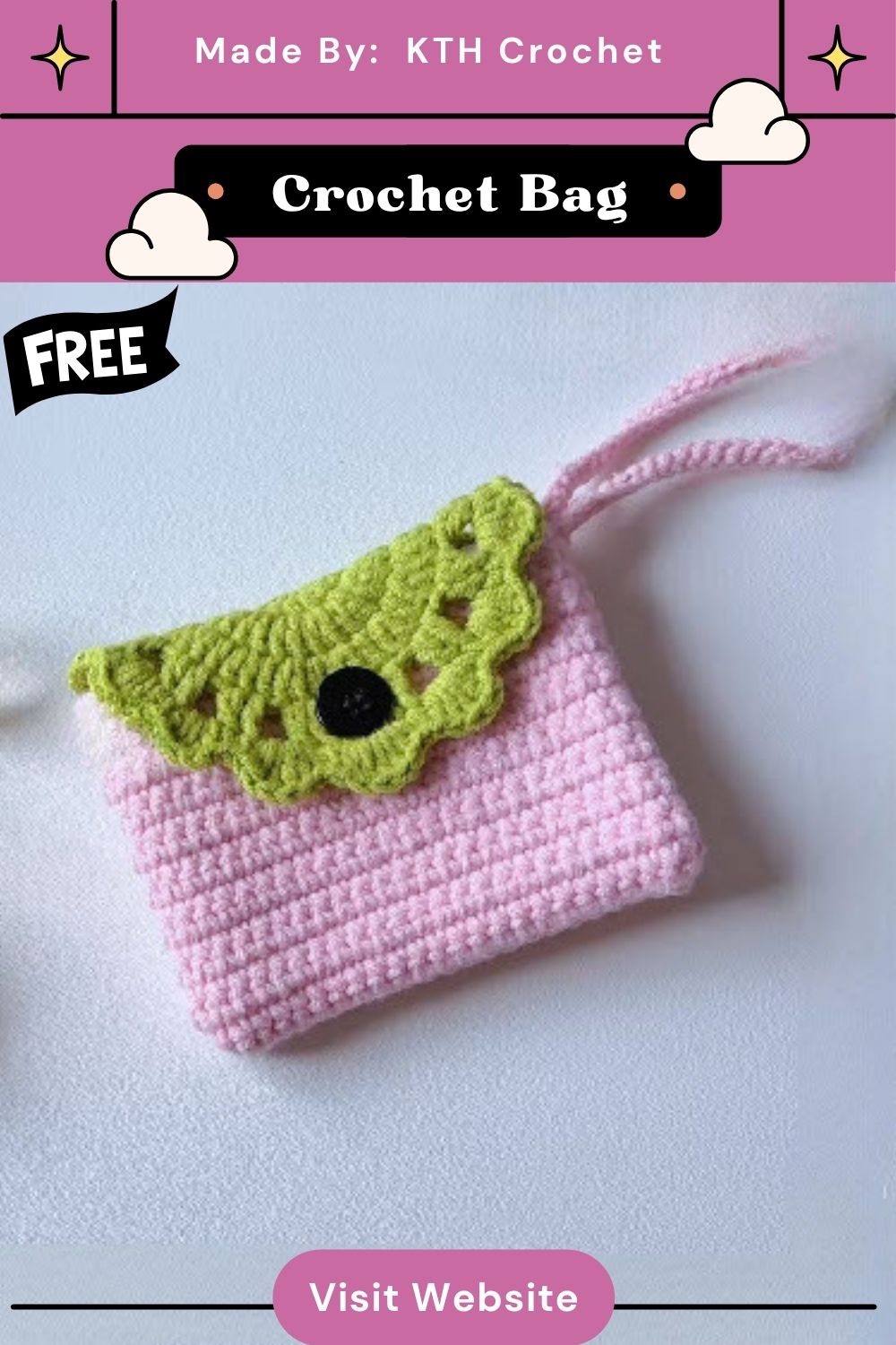 Small Mini Crochet Bag Pattern with textured stitch design