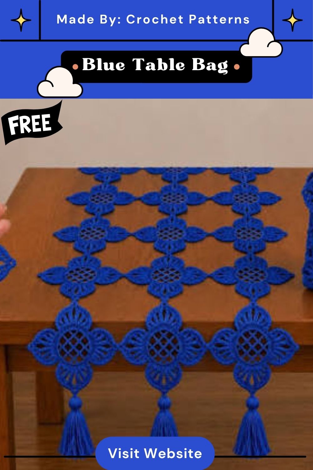 Super Crochet Blue Table Runner Bag Coaster Pattern for Cozy Vibes
