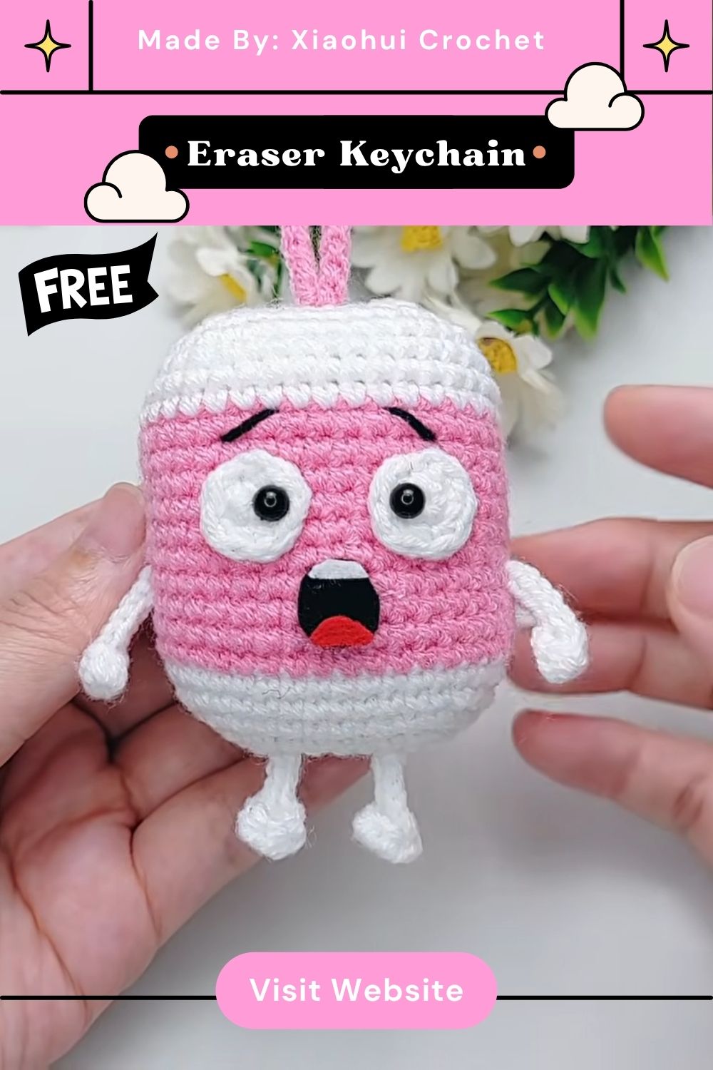 Super Crochet Eraser Keychain Pattern for Bag Charm