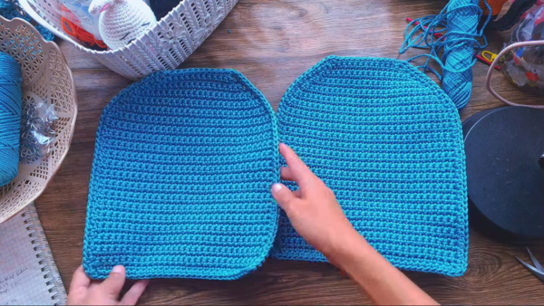 Two matching panels for crochet backpack