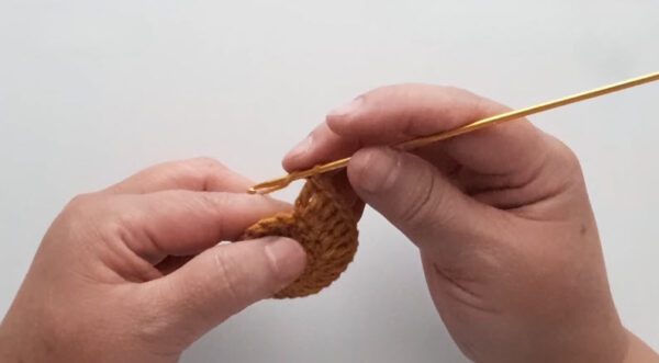 Working chain stitches with wooden crochet hook