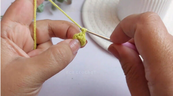 Working single crochet stitches into ring