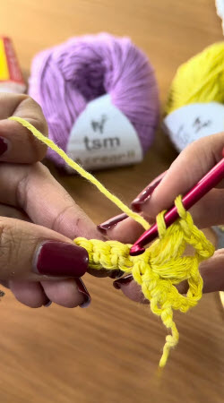 Yellow motif taking shape for crochet fairy top
